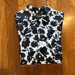 Zara Black and White Floral Casual Button Down Shirt